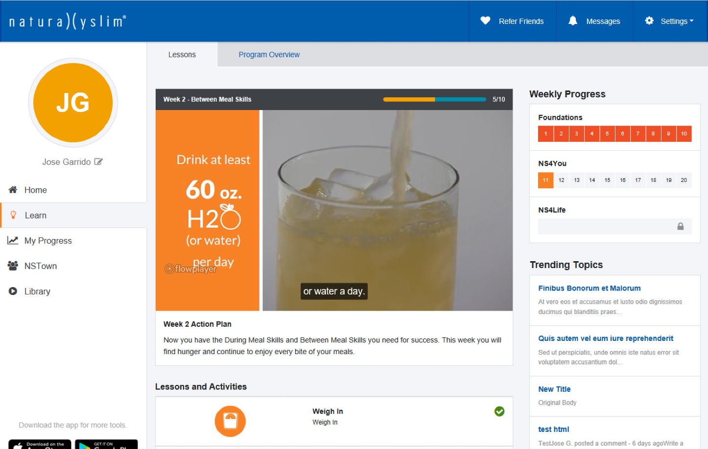Naturally Slim LMS - Learn Module